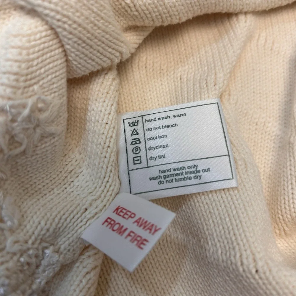 Laura Ashley Small Embroidered Cotton Ivory Floral Sweater Grandmacore Cottage
